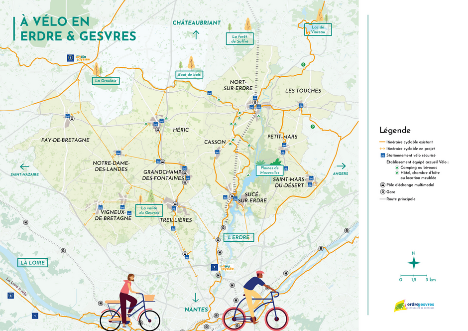 Amenagements cyclables se deplacer en securite Communaute de Communes d Erdre Gesvres
